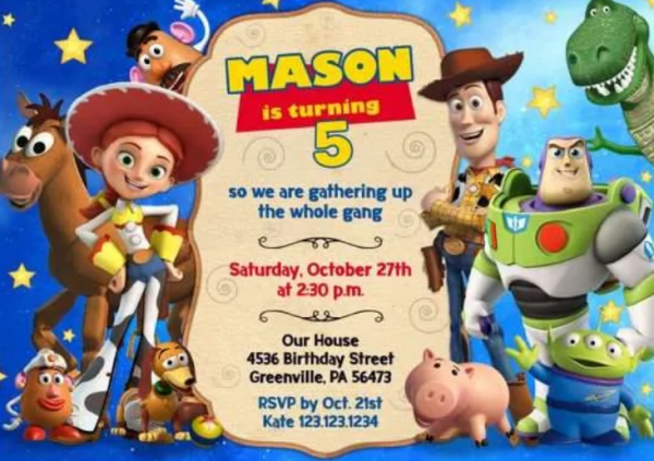 Desain undangan dengan karakter kartun favorit anak